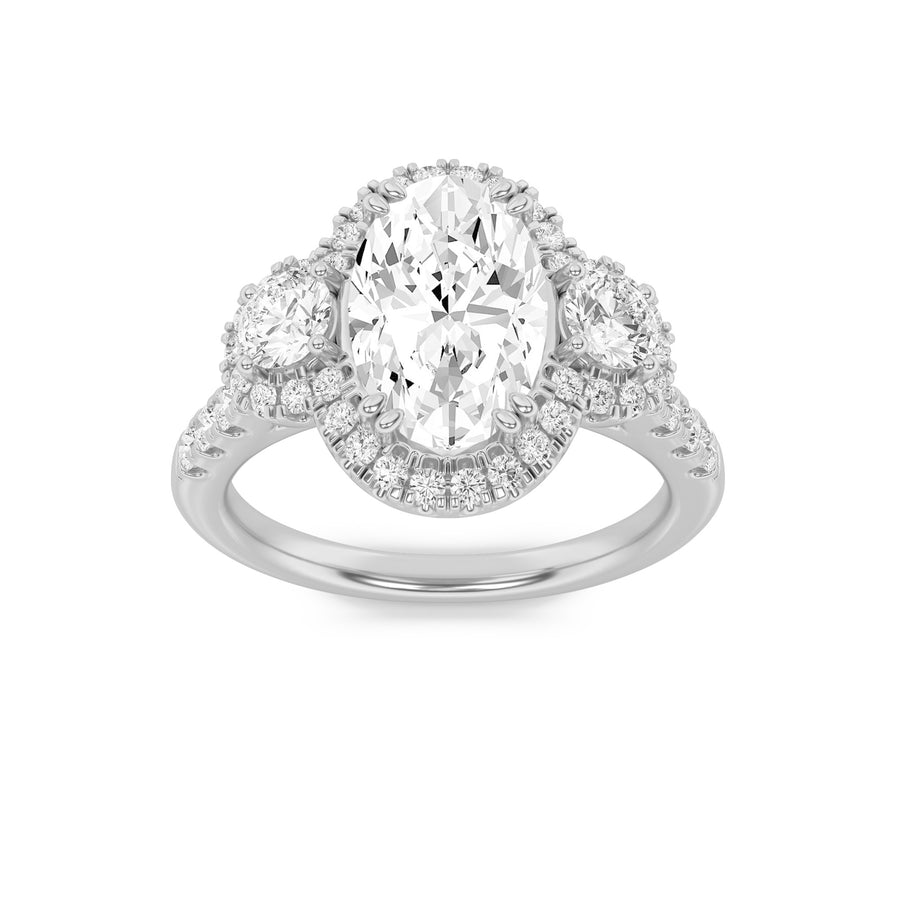 14K White Gold 3ct Lab Diamond Oval Ring Sz 7