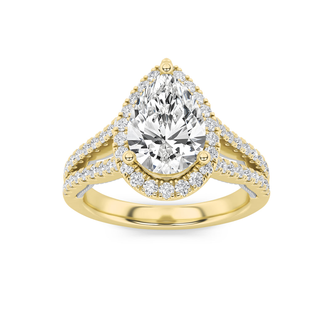 14K Yellow Gold 2ctw Pear Lab Diamond Ring Sz 7