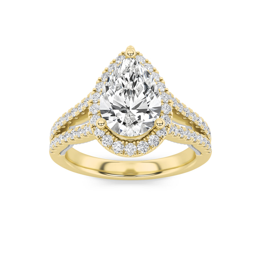 14K Yellow Gold 2ctw Pear Lab Diamond Ring Sz 7