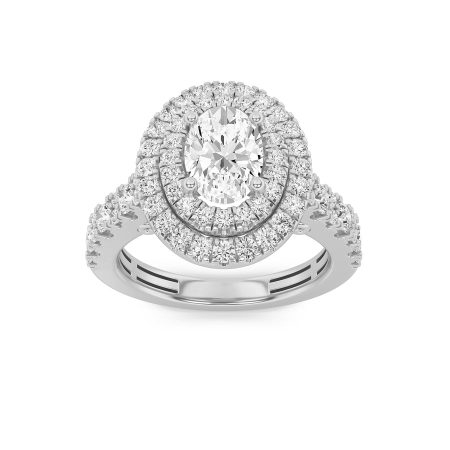 14K White Gold 2ctw Oval Lab Diamond Ring Sz 7