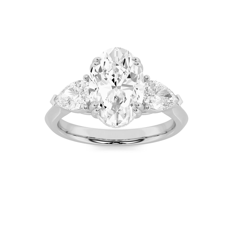 14K White Gold 3ct F-VS Oval Lab Diamond Ring