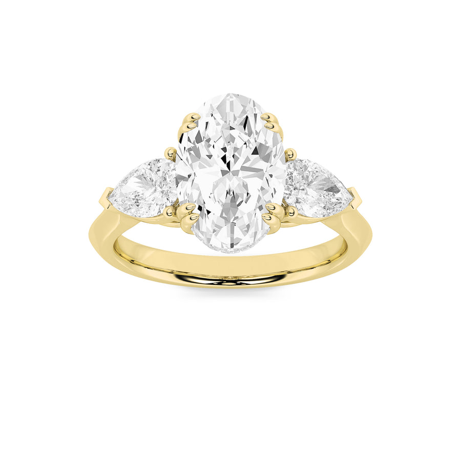 14K Yellow Gold 3ct Lab Diamond Oval Ring Sz 7