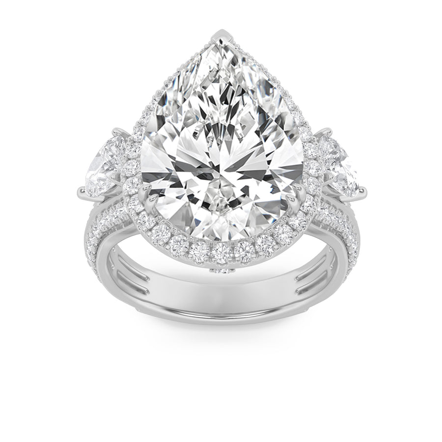 14K White Gold 6.8ctw Pear Lab Diamond Ring Sz 7