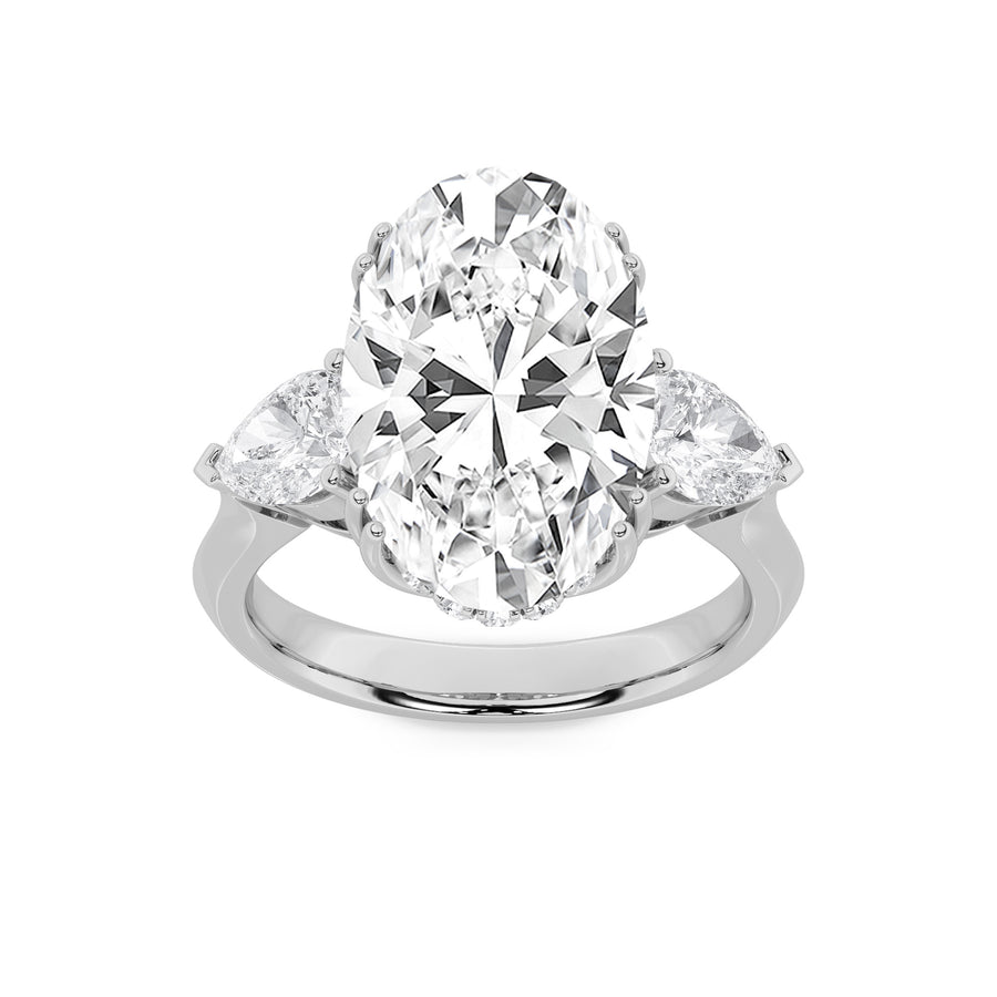 14K White Gold 6.5ctw Oval Lab Diamond Ring Sz 7