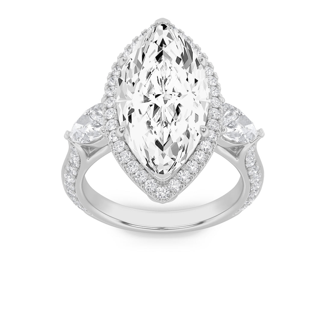 14K White Gold 6.6ctw Lab Diamond Marquise Ring