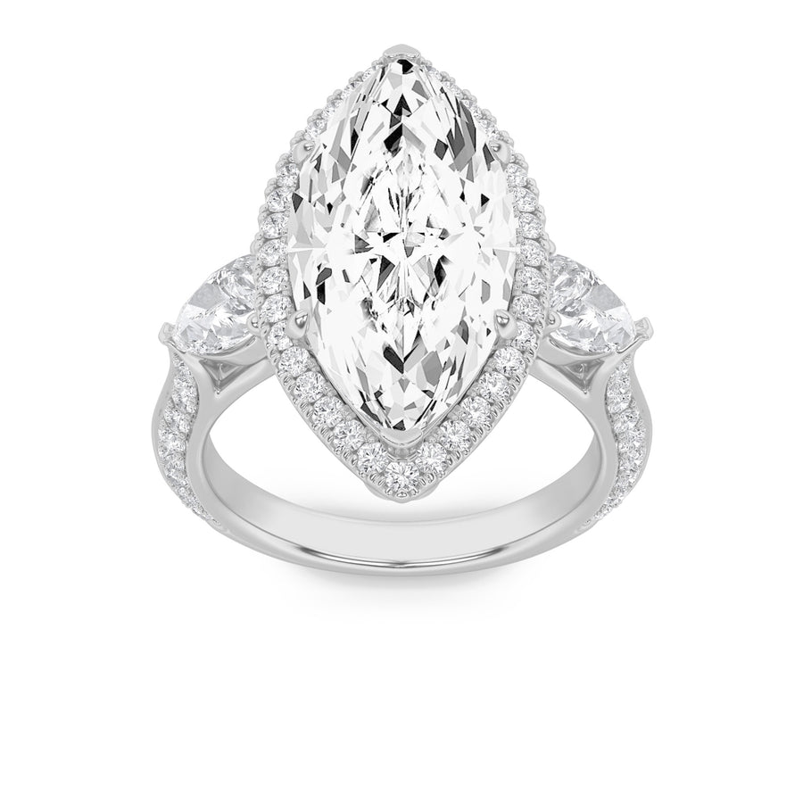 14K White Gold 6.6ctw Lab Diamond Marquise Ring