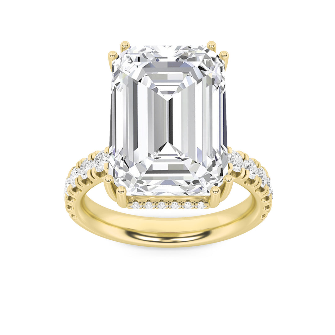 14K Yellow Gold 10.2ctw Lab Diamond Emerald Ring Sz7