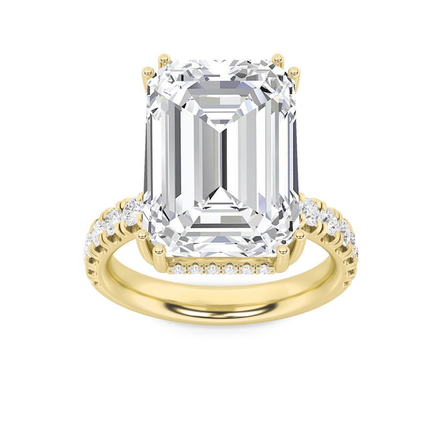 14K Yellow Gold 10.2ctw Lab Diamond Emerald Ring Sz7
