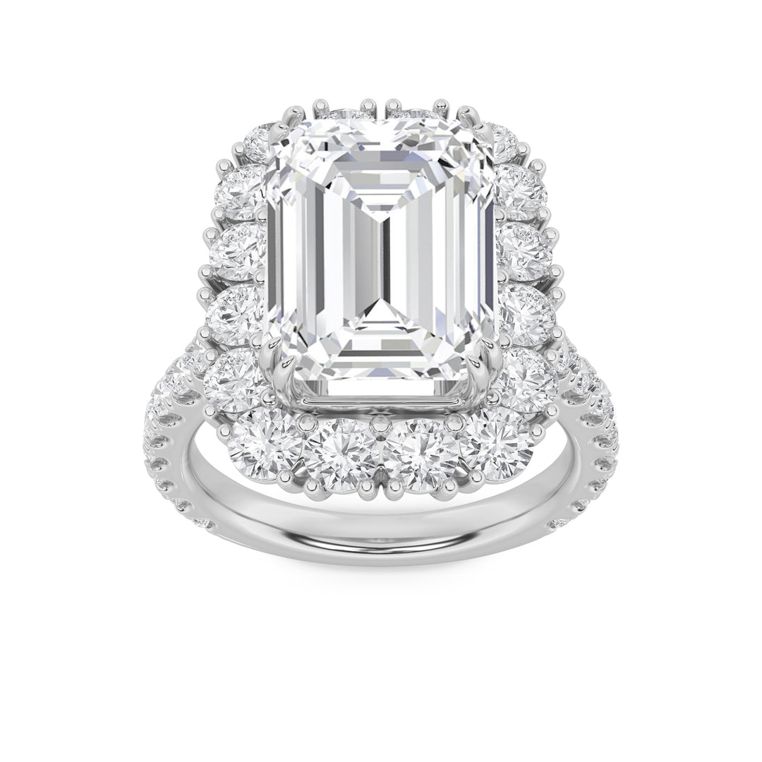 14K White Gold 7.3ctw Emerald Lab Diamond Ring