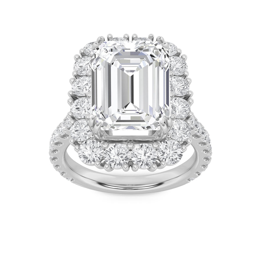 14K White Gold 7.3ctw Emerald Lab Diamond Ring