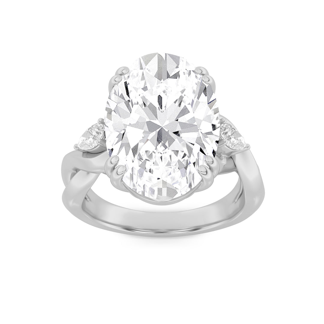14K White Gold Oval Lab Diamond Ring 6.2ctw