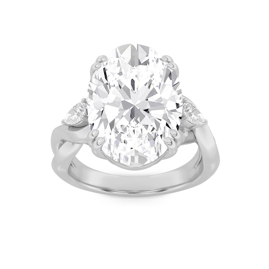 14K White Gold Oval Lab Diamond Ring 6.2ctw