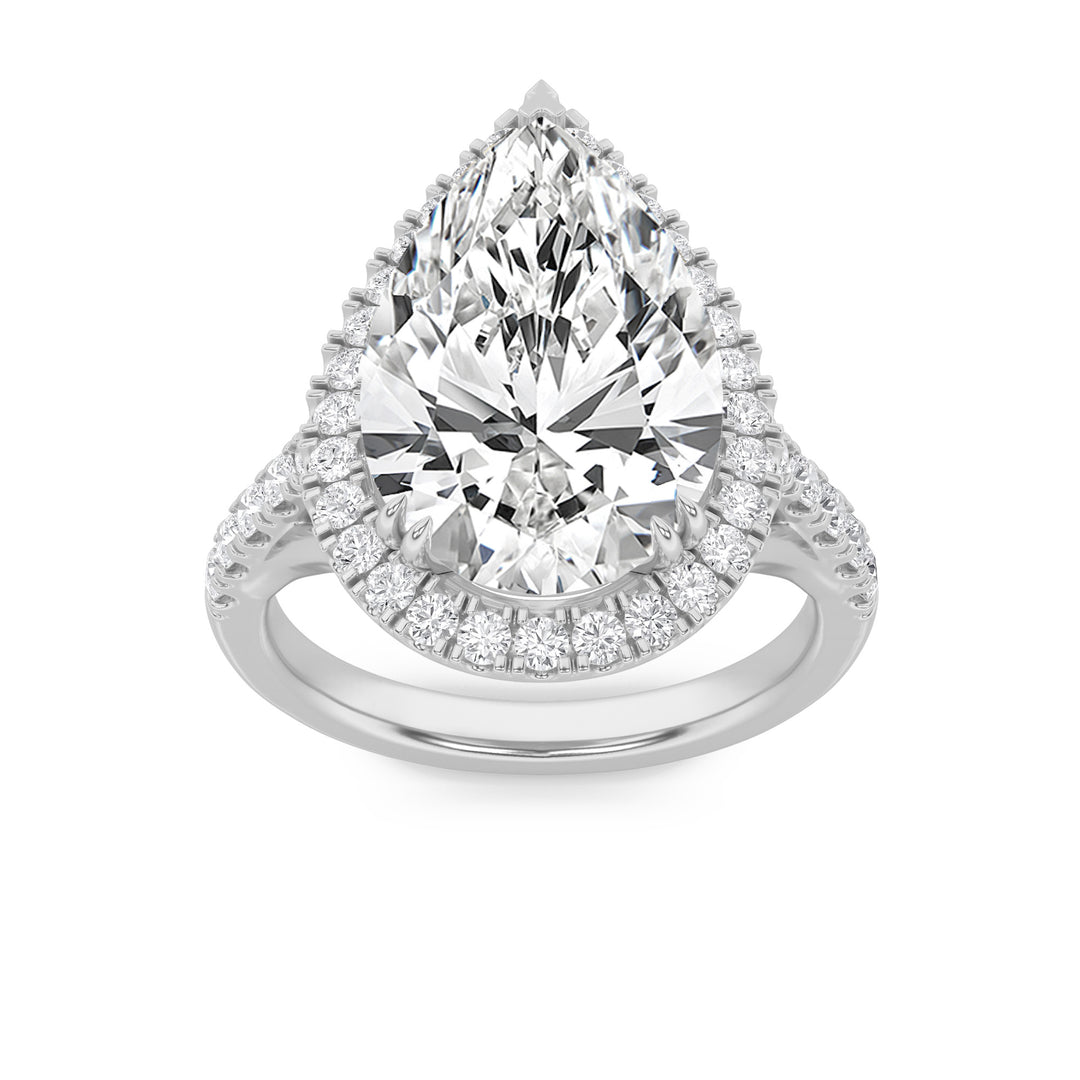 14K White Gold 6ctw Pear Lab Diamond Ring Sz 7
