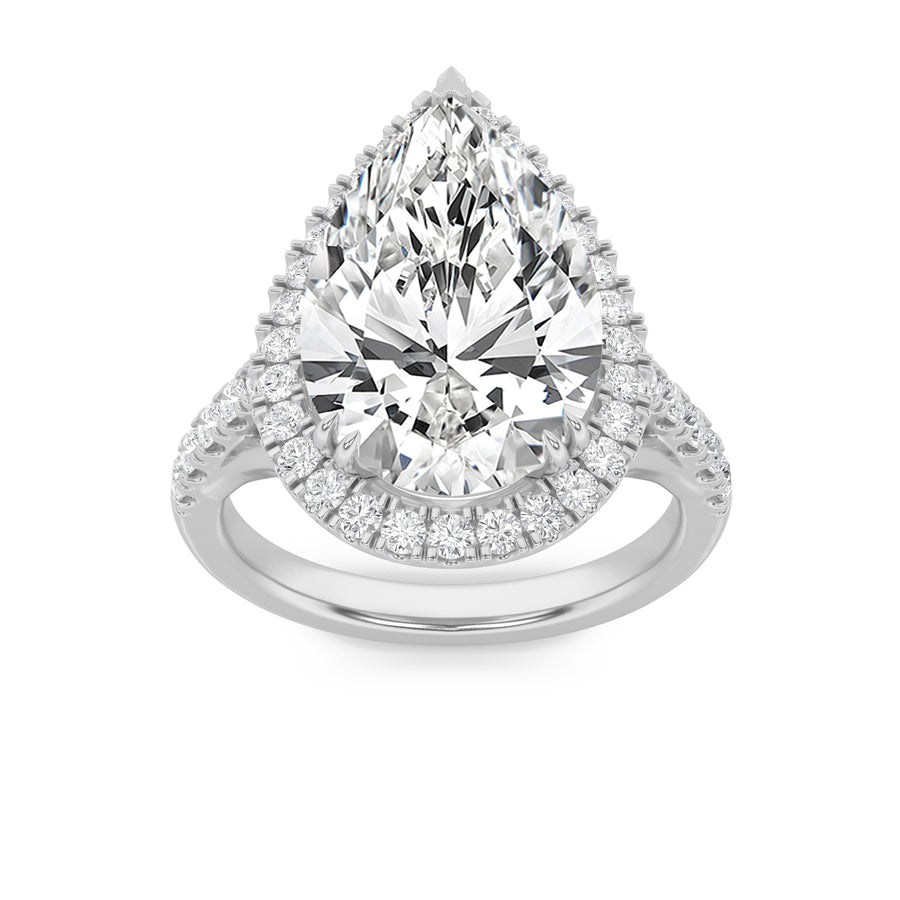 14K White Gold 6ctw Pear Lab Diamond Ring Sz 7