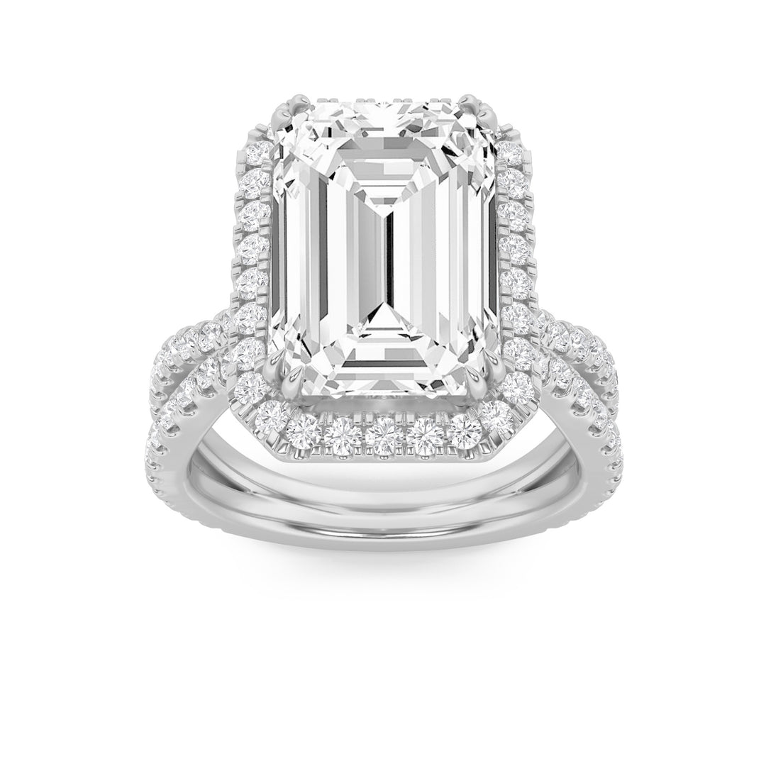 14K White Gold 8.1ctw Lab Diamond Emerald-Cut Ring