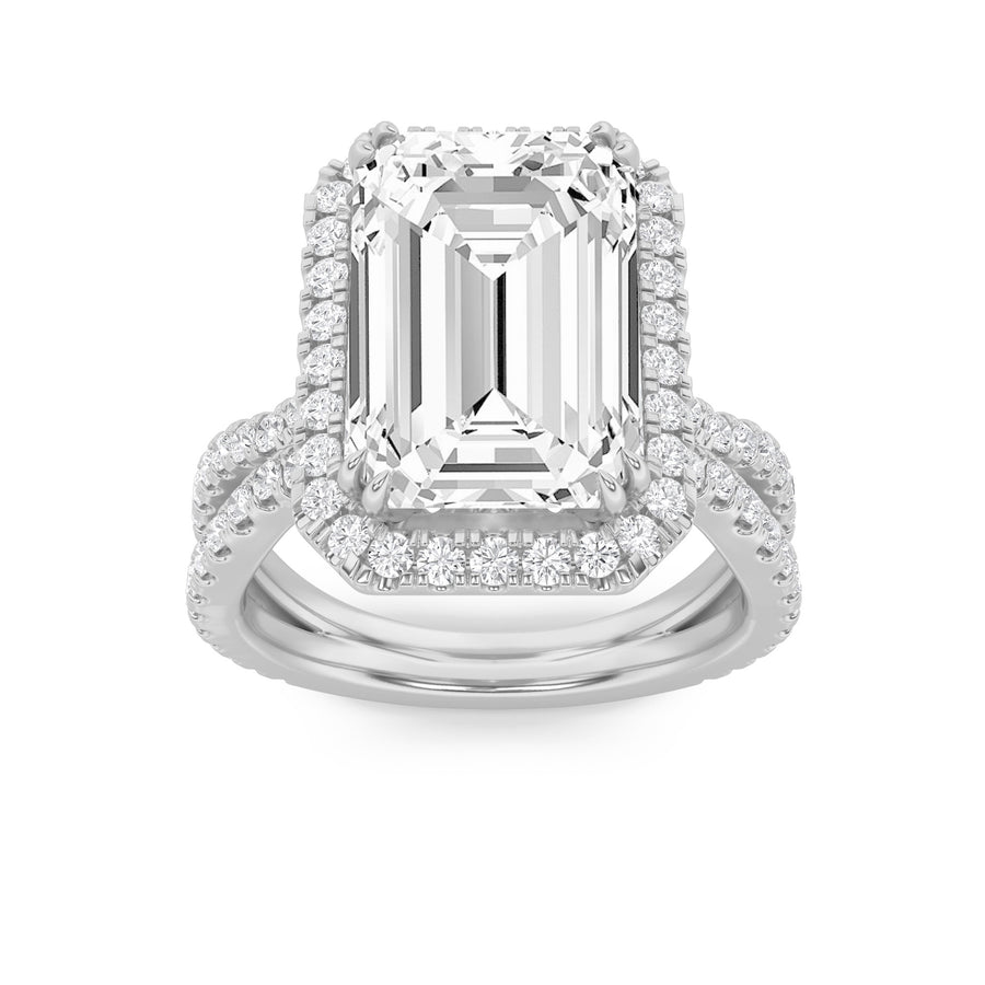 14K White Gold 8.1ctw Lab Diamond Emerald-Cut Ring