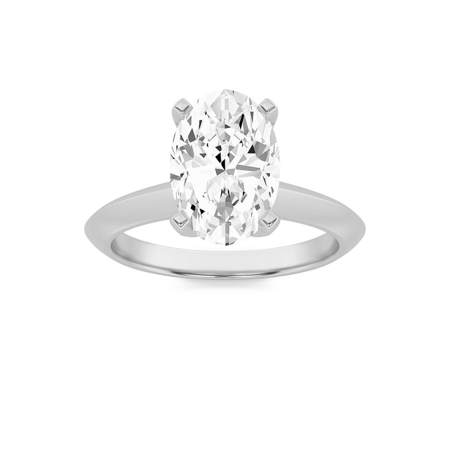 14K White Gold 3ct Oval Lab Diamond Ring Sz7