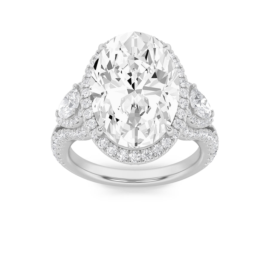 14K White Gold 6.7ctw Oval Lab Diamond Ring Sz 7