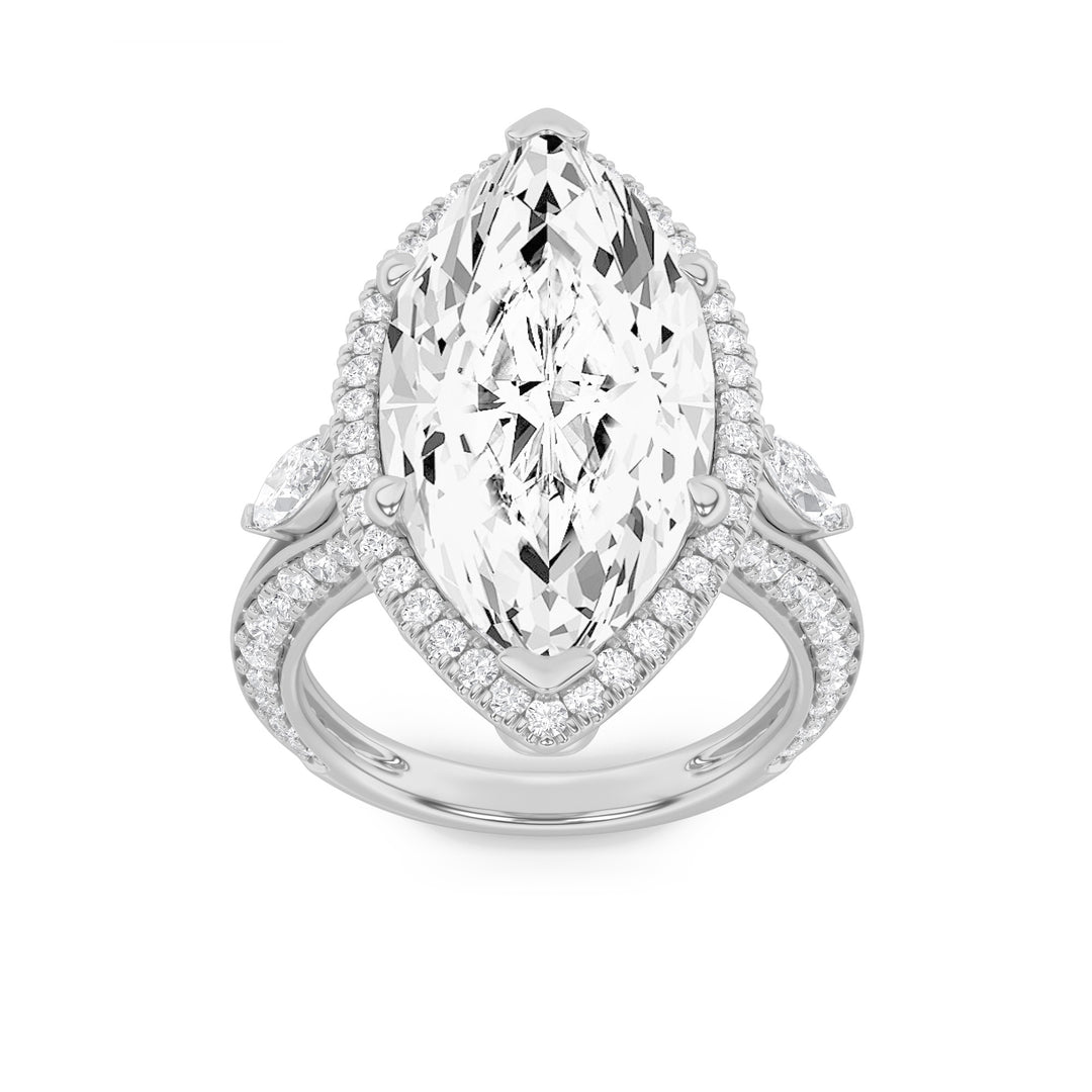 14K White Gold 8.7ctw Marquise Lab Diamond Ring