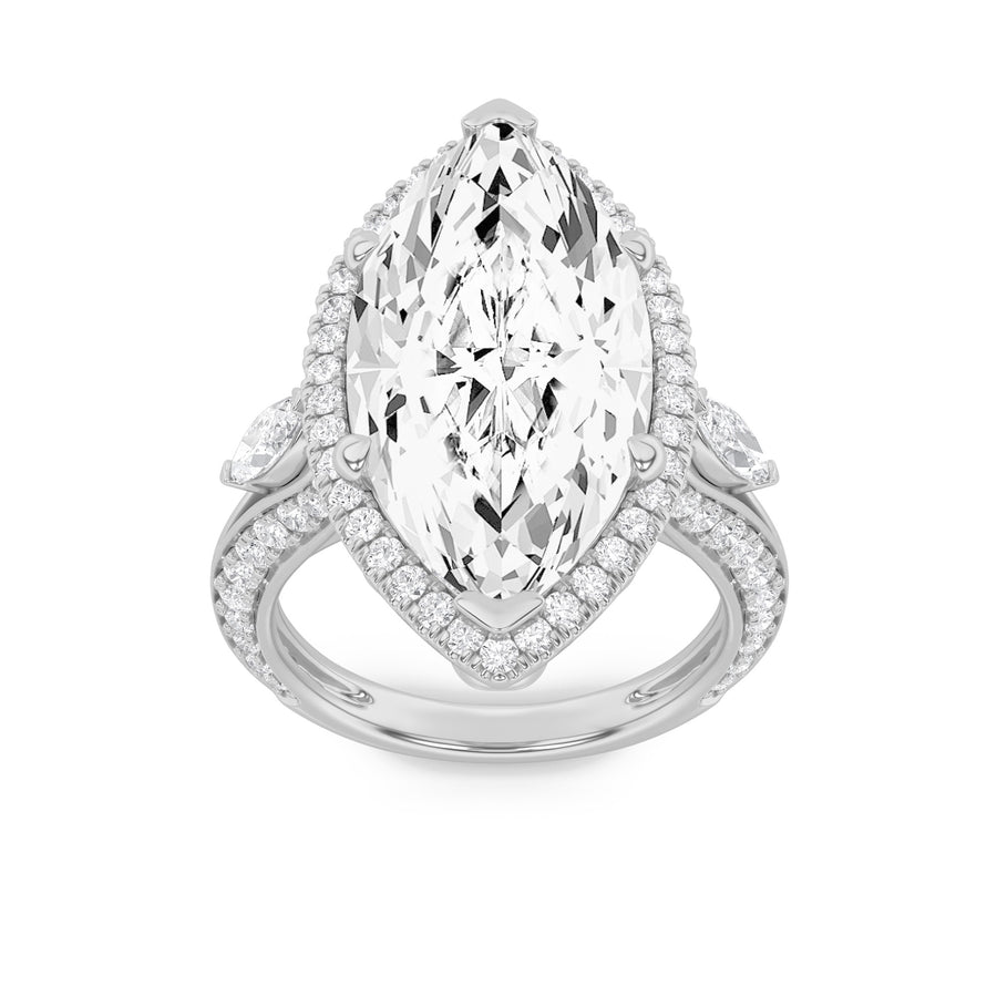 14K White Gold 8.7ctw Marquise Lab Diamond Ring