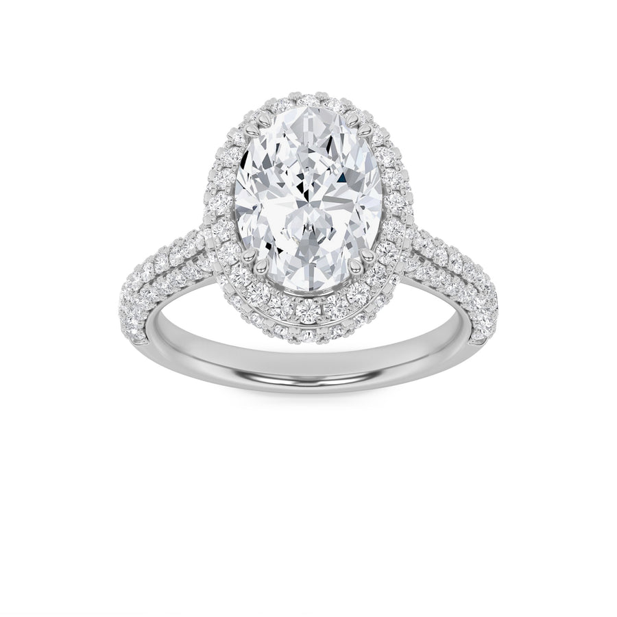 14K White Gold 2.9ctw Oval Lab Diamond Ring