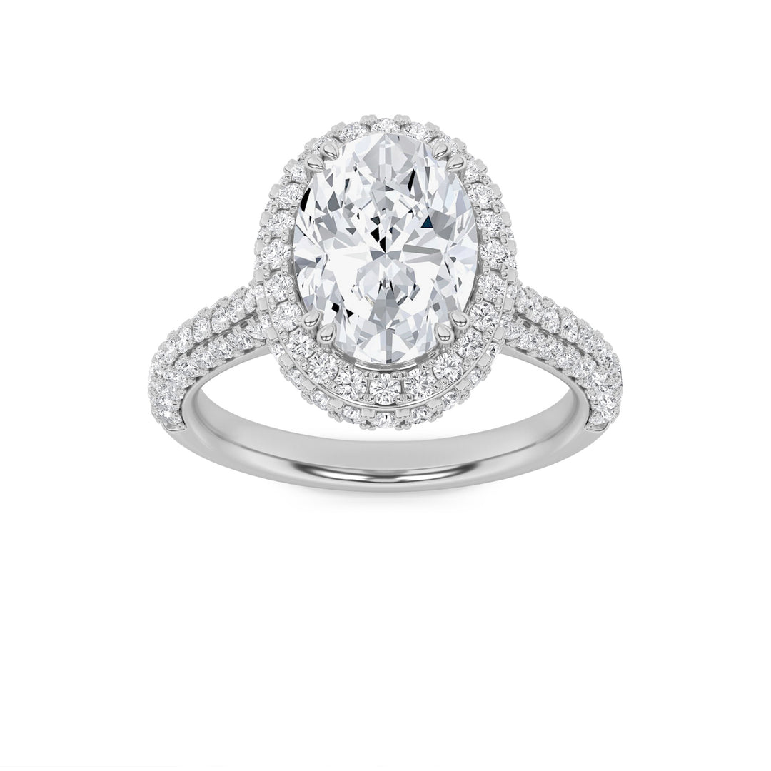 14K White Gold 2.9ctw Oval Lab Diamond Ring