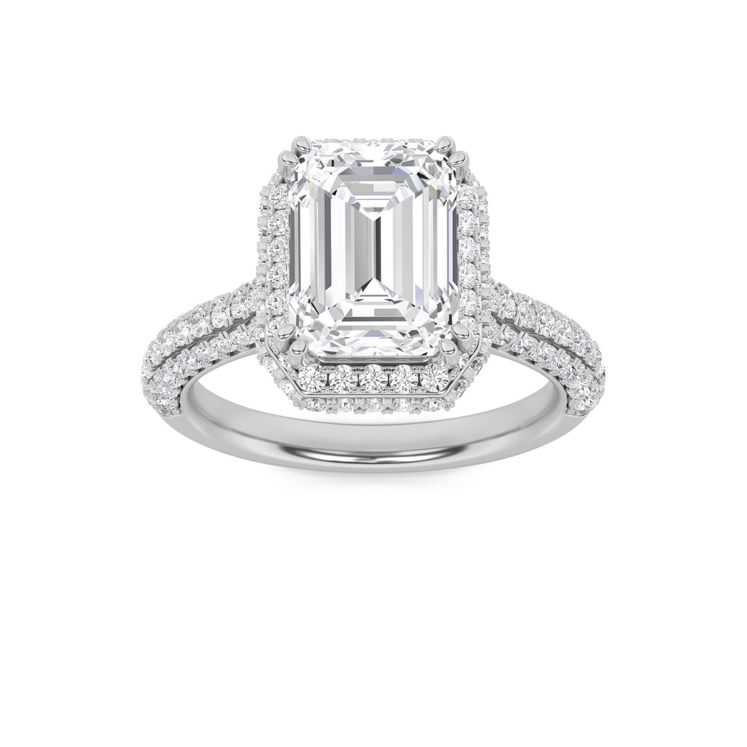 14K White Gold 3ctw Emerald Lab Diamond Ring