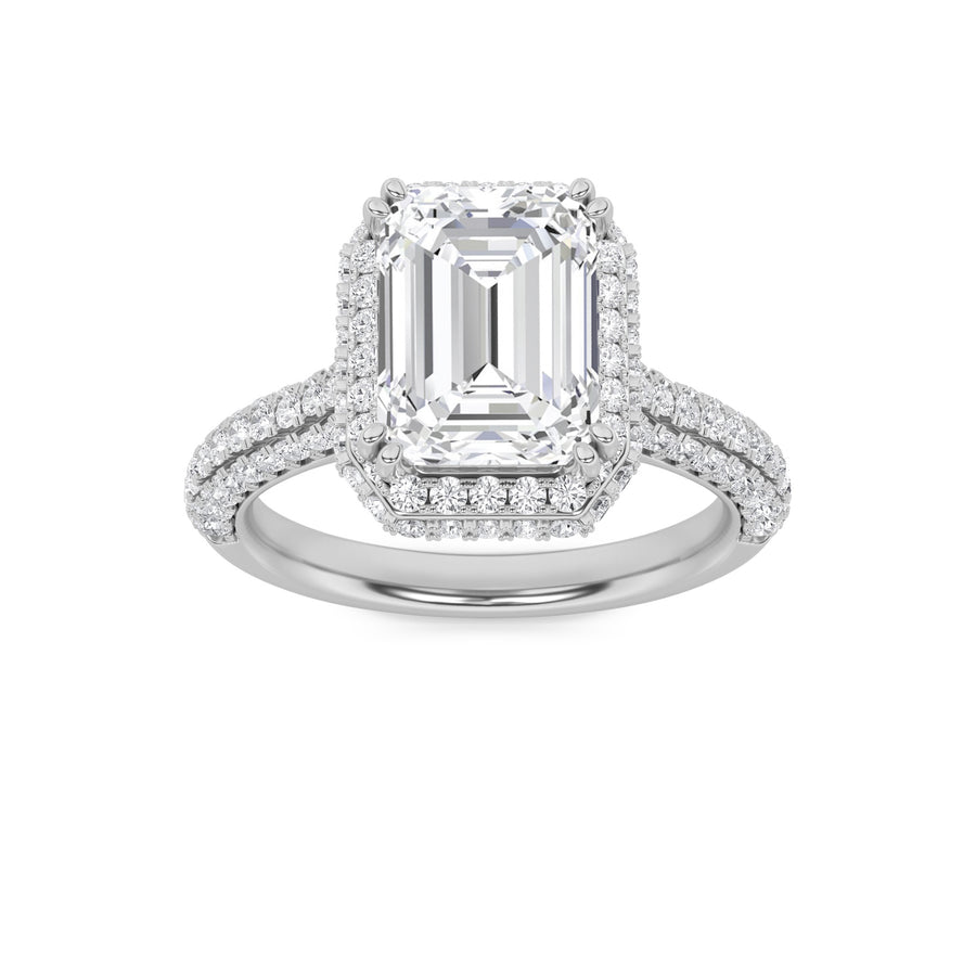 14K White Gold 3ctw Emerald Lab Diamond Ring