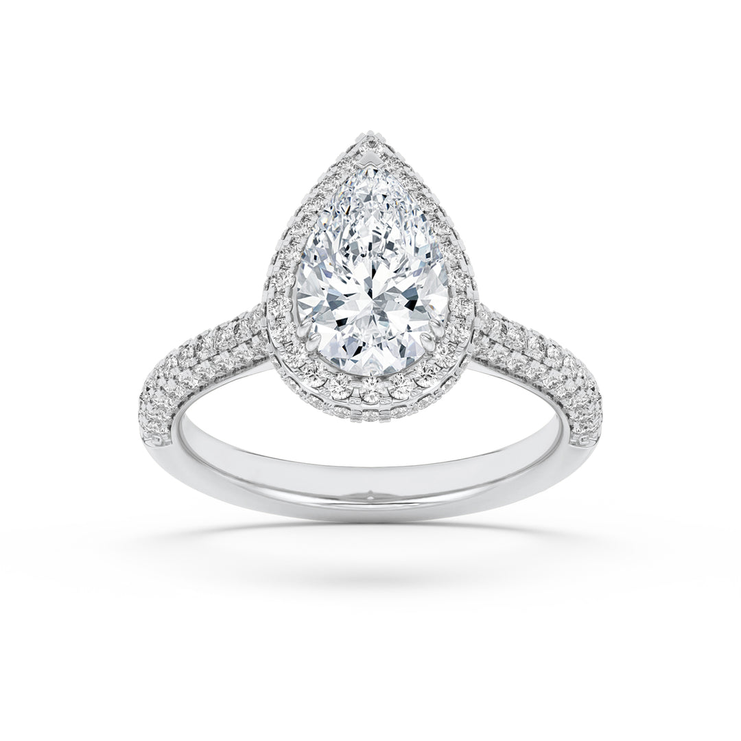 14K White Gold 3ctw Lab Diamond Ring, F Color