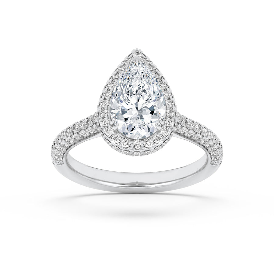 14K White Gold 3ctw Lab Diamond Ring, F Color