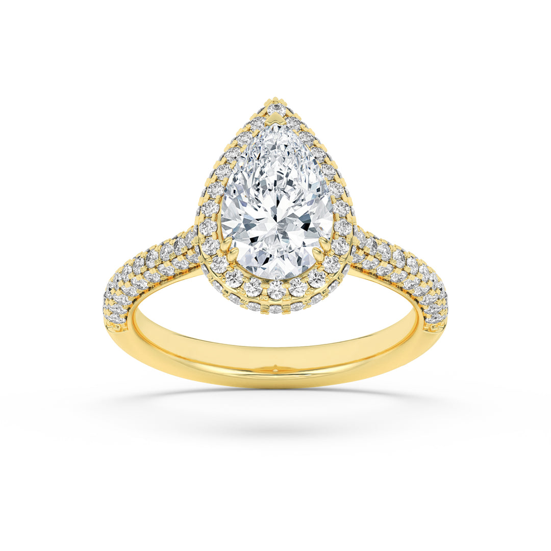 14K Yellow Gold 3ctw Pear Lab Diamond Ring Sz 7
