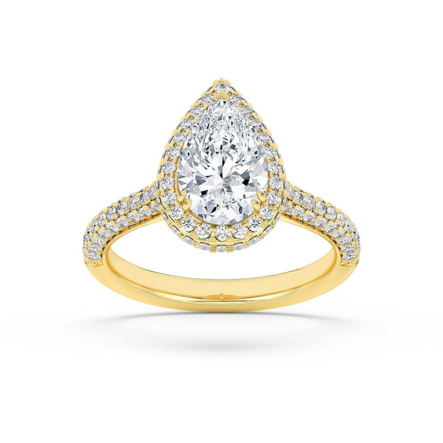 14K Yellow Gold 3ctw Pear Lab Diamond Ring Sz 7
