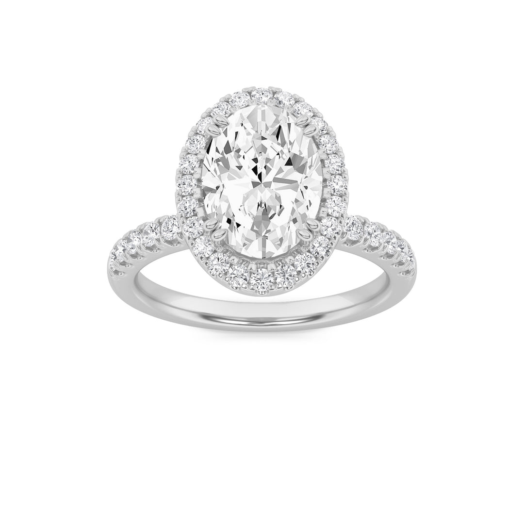 14K White Gold 3.1ct Lab Diamond Oval Ring