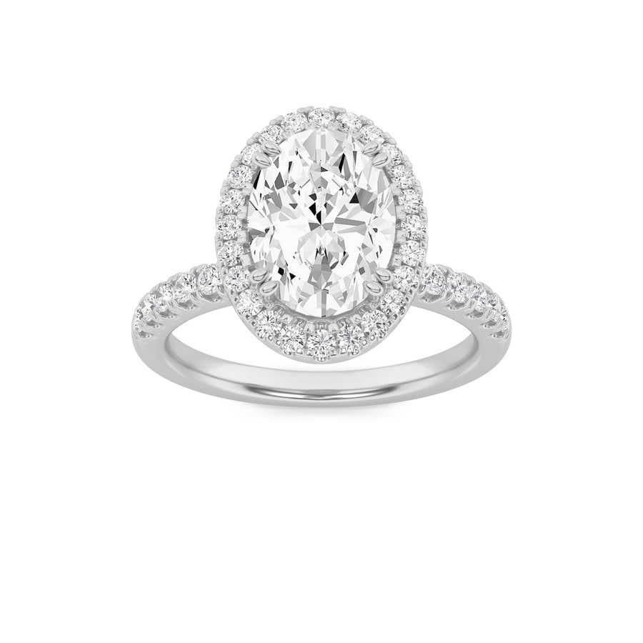 14K White Gold 3.1ct Lab Diamond Oval Ring