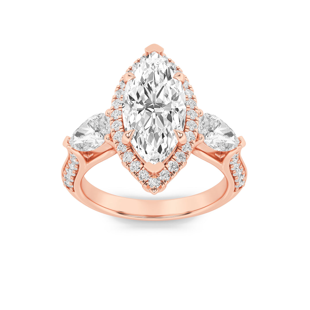 14K Rose Gold 3.1ctw Lab Diamond Marquise Ring