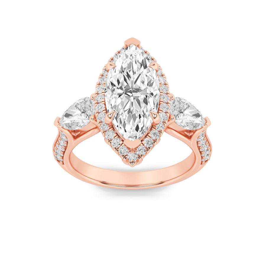 14K Rose Gold 3.1ctw Lab Diamond Marquise Ring