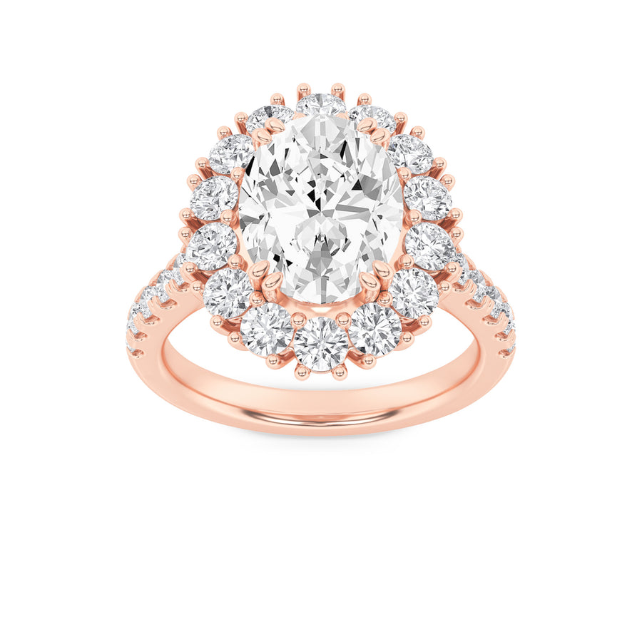 14K Rose Gold 3.9ctw Oval Lab Diamond Ring Sz 7