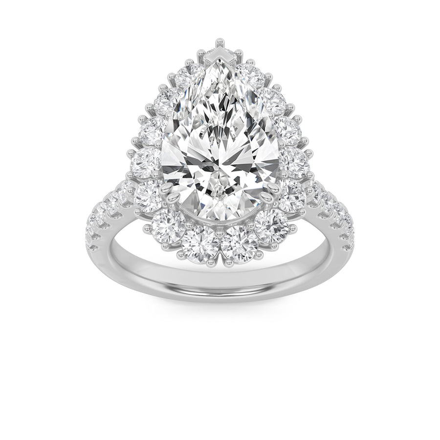14K White Gold 4.2ctw Pear Lab Diamond Ring Sz 7