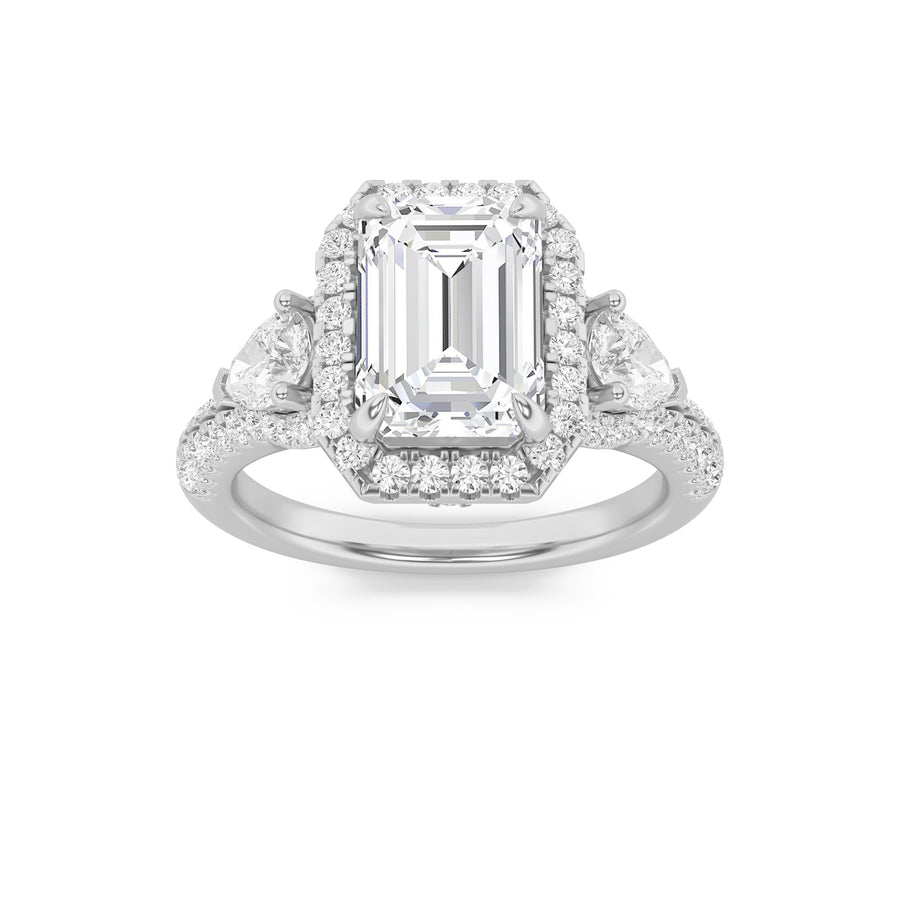 14K White Gold 3ctw Emerald Lab Diamond Ring