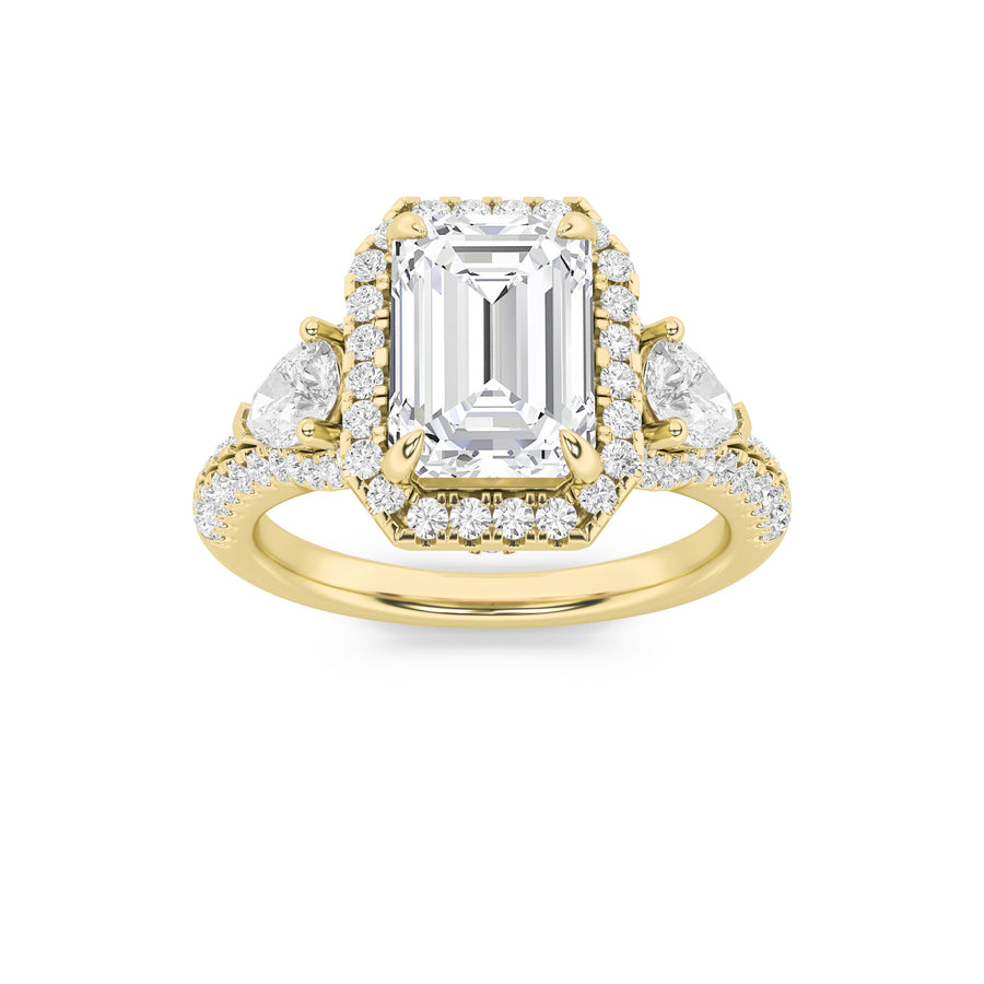 14K Yellow Gold 3ctw Lab Diamond Ring, F+ VS+ Solitaire