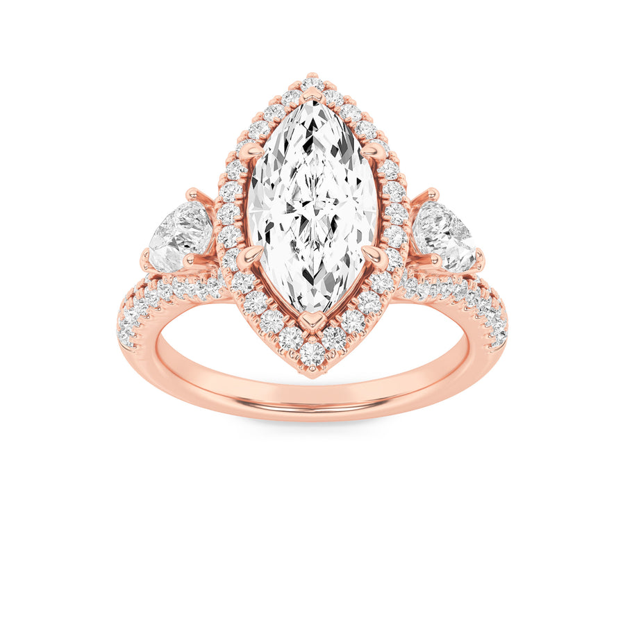 14K White Gold 3ctw Marquise Lab Diamond Ring