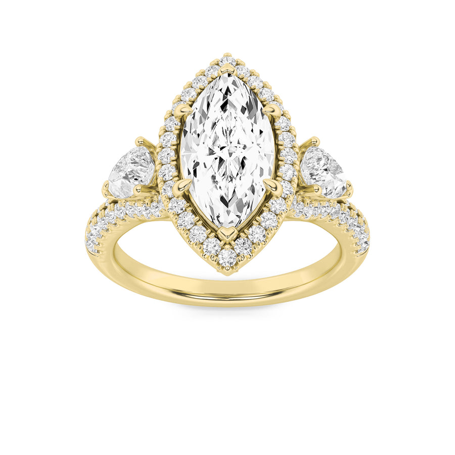 14K Yellow Gold 3ctw Marquise Lab Diamond Ring