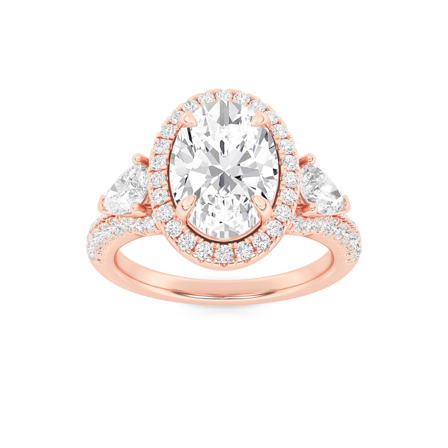 14K Rose Gold 3ctw Oval Lab Diamond Ring Sz 7