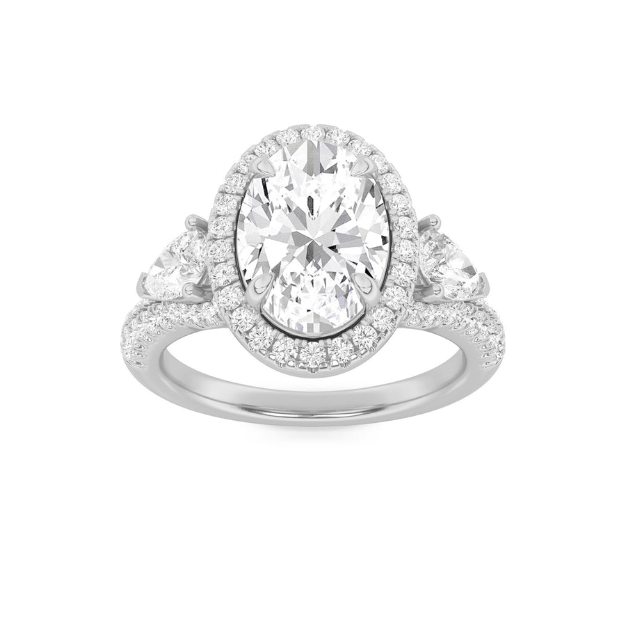 14K White Gold 3ctw Oval Lab Diamond Ring Sz 7