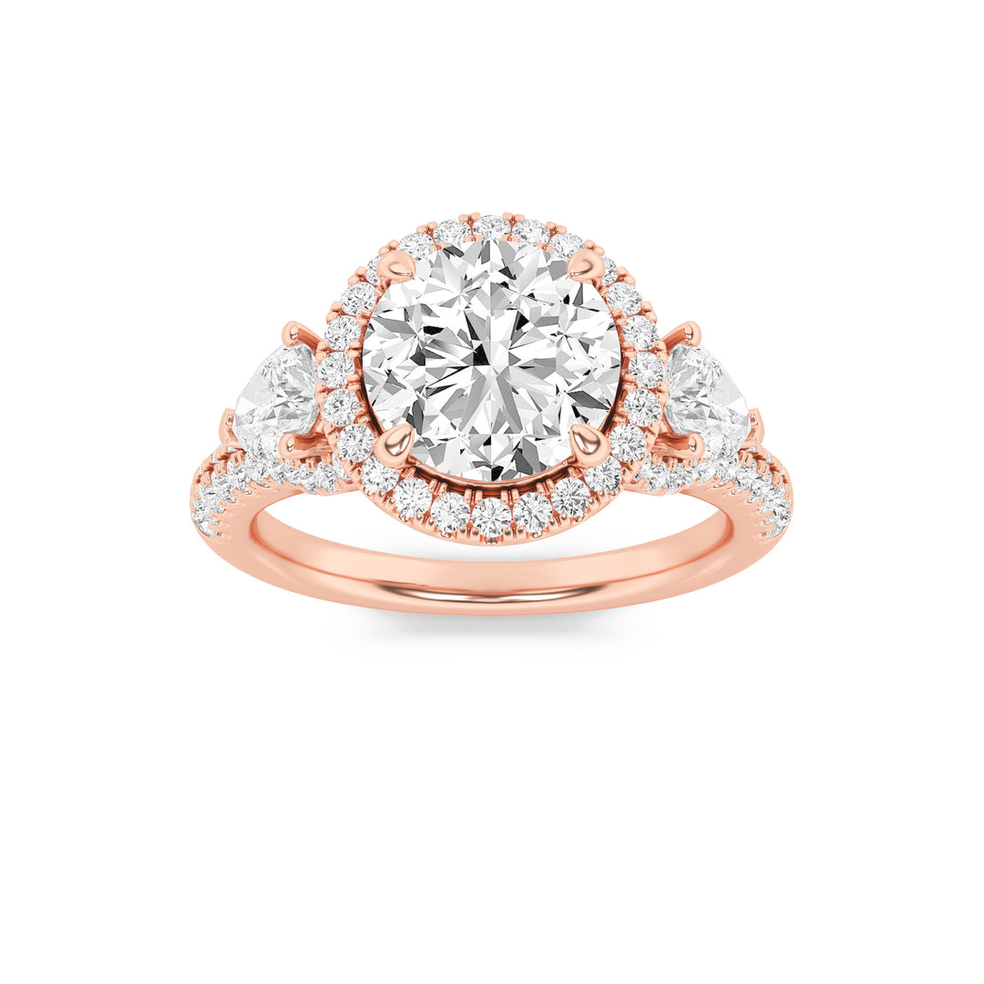 14K Rose Gold 3ctw Lab Diamond Ring, F Color VS+