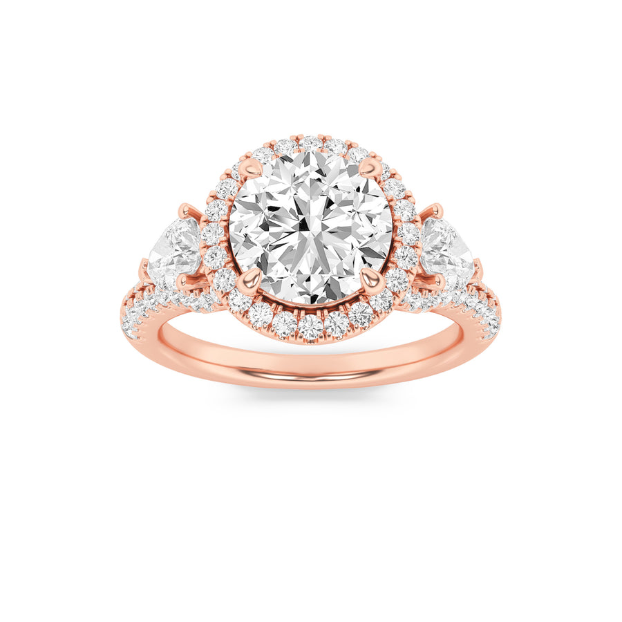 14K Rose Gold 3ctw Lab Diamond Ring, F Color VS+