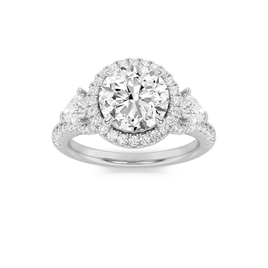 14K White Gold 3ctw Lab Diamond Ring, F Color VS+