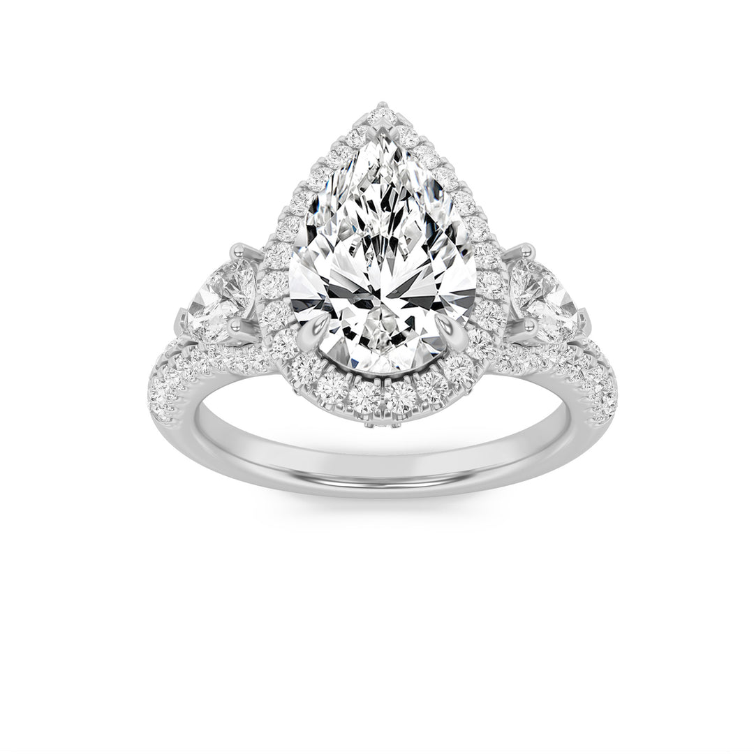 14K White Gold 3ctw Lab Diamond Ring F+VS+ Size 7