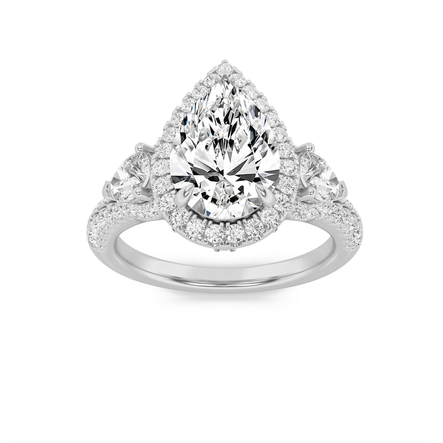 14K White Gold 3ctw Lab Diamond Ring F+VS+ Size 7