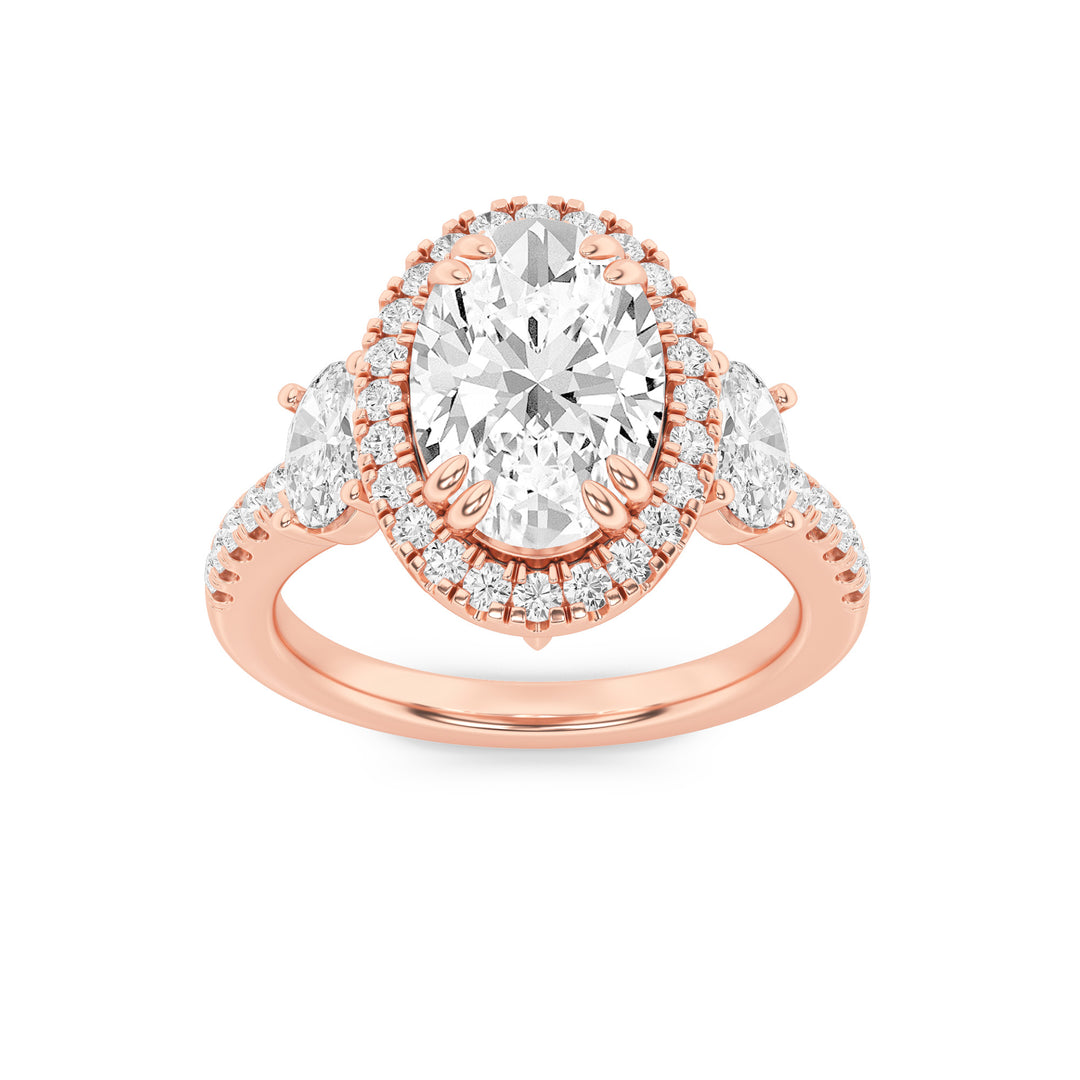 14K Rose Gold 3.1ctw Lab Diamond Oval Ring Sz 7